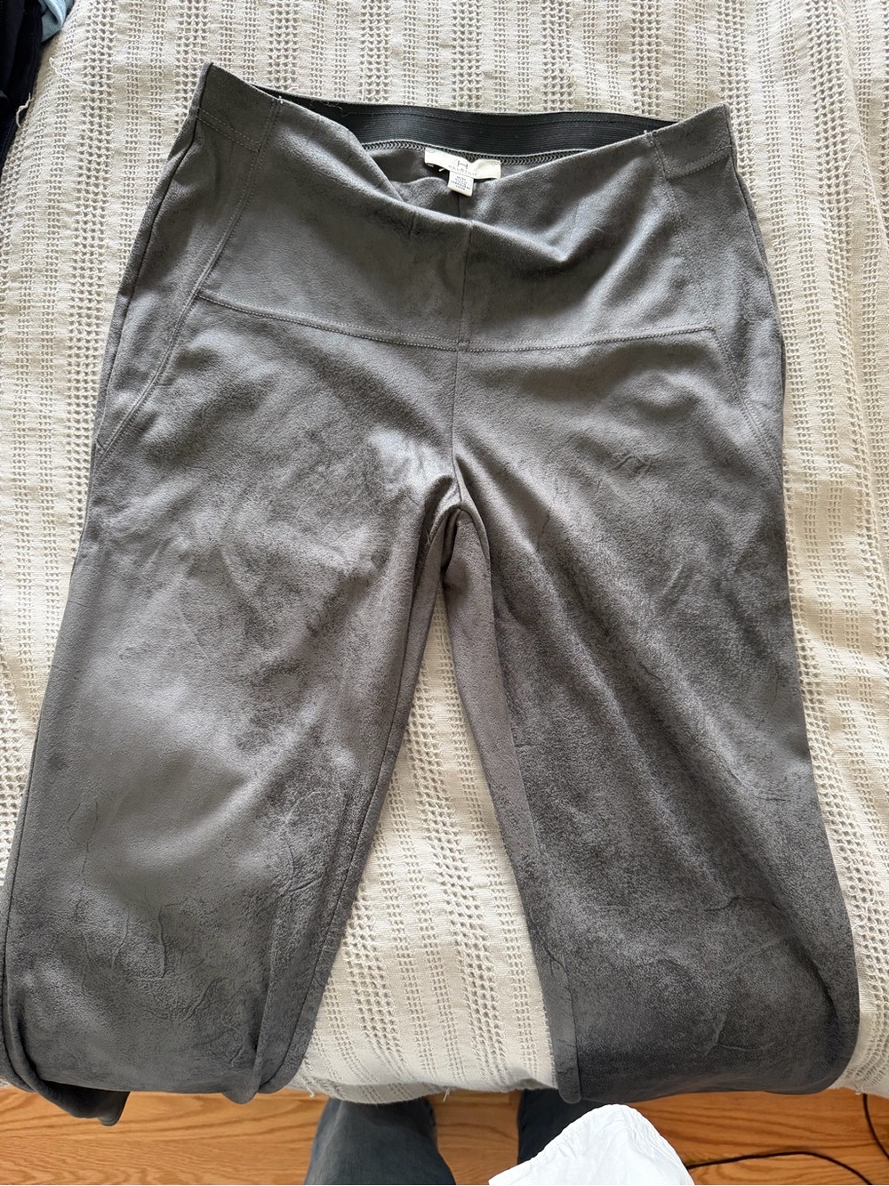 H by Halston Gray Faux Suede Pull-On Pants